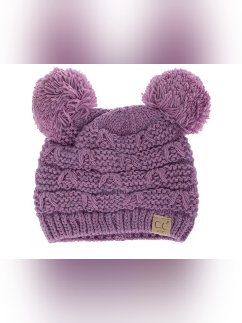 C.C Youth Pom Pom Knit Beanie- Lavender- NWT